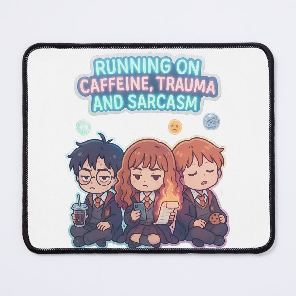 Item preview, Running on Caffeine, Trauma, and Sarcasm designed and sold by MAVNALE.
