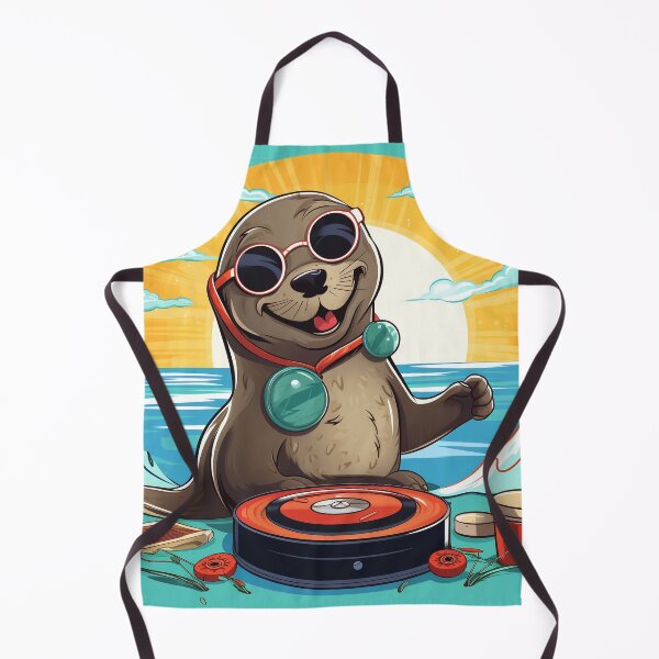 Item preview, Cool DJ Otter at the Beach with Sunset Vibes designed and sold by PaintbrushPlace.
