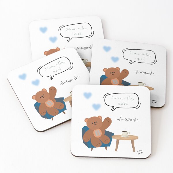 Item preview, Mono Bear Message – Silence, Coffee, Repeat. (White / Transparent ) designed and sold by mintmono-studio.