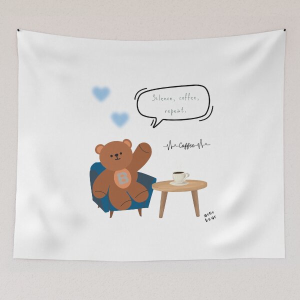 Item preview, Mono Bear Message – Silence, Coffee, Repeat. (White / Transparent ) designed and sold by mintmono-studio.