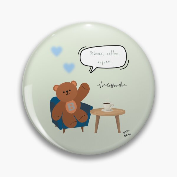 Item preview, Mono Bear Message – Silence, Coffee, Repeat. (Green Background) designed and sold by mintmono-studio.