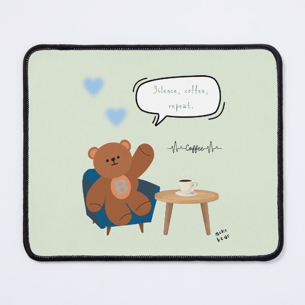 Item preview, Mono Bear Message – Silence, Coffee, Repeat. (Green Background) designed and sold by mintmono-studio.