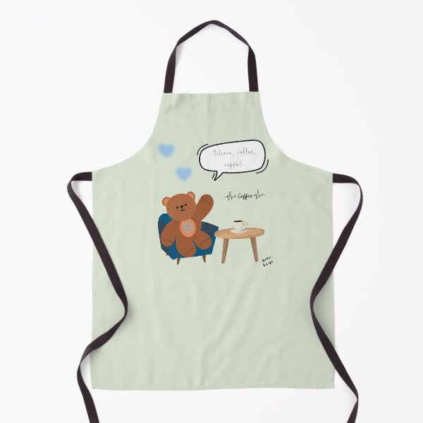 Item preview, Mono Bear Message – Silence, Coffee, Repeat. (Green Background) designed and sold by mintmono-studio.