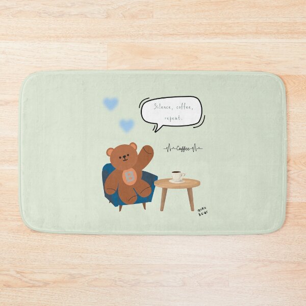 Item preview, Mono Bear Message – Silence, Coffee, Repeat. (Green Background) designed and sold by mintmono-studio.