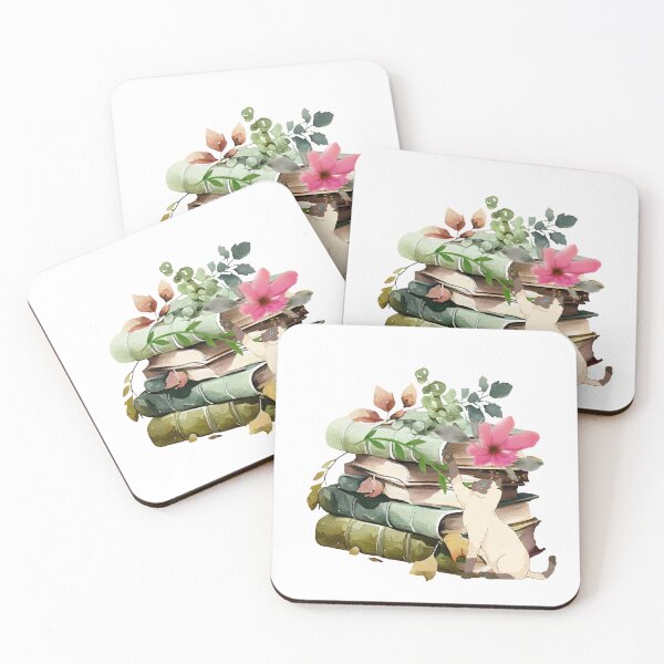 Item preview, Cat playing ~ Books with Flowers  designed and sold by ArtemeliaDesign.