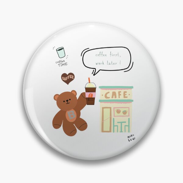 Item preview, Mono Bear Message – Coffee First, Work Later! ( White / Transparent ) designed and sold by mintmono-studio.