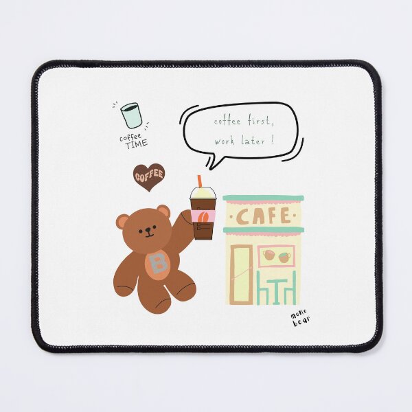 Item preview, Mono Bear Message – Coffee First, Work Later! ( White / Transparent ) designed and sold by mintmono-studio.
