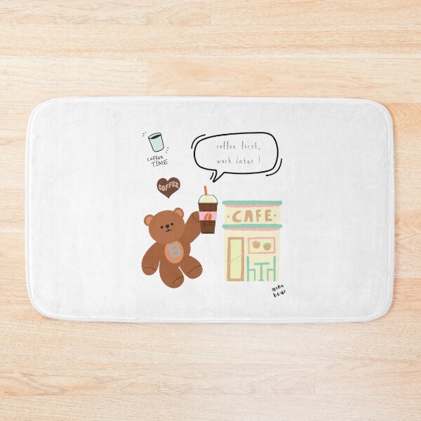 Item preview, Mono Bear Message – Coffee First, Work Later! ( White / Transparent ) designed and sold by mintmono-studio.