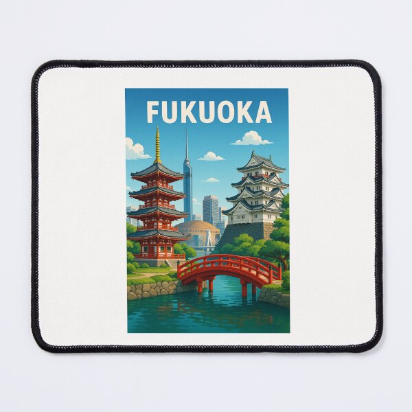 Item preview, Fukuoka Japan Skyline with Pagoda and Castle designed and sold by Places On Earth.