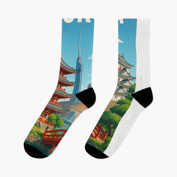 Item preview, Fukuoka Japan Skyline with Pagoda and Castle designed and sold by Places On Earth.