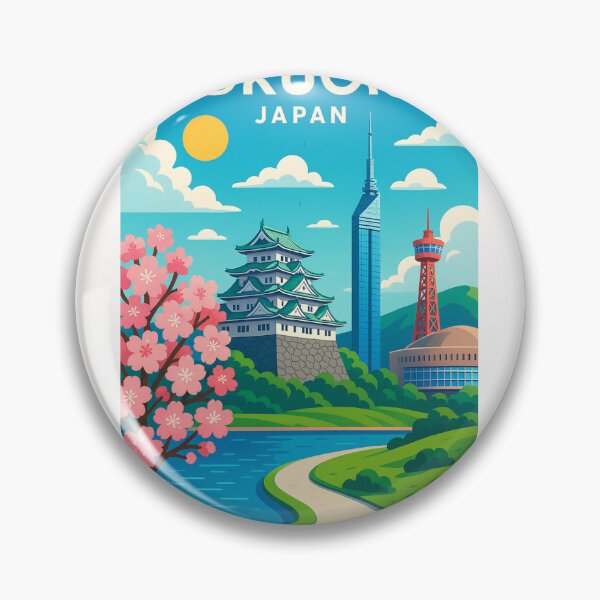 Item preview, Fukuoka Japan with Cherry Blossoms and Landmarks designed and sold by Places On Earth.