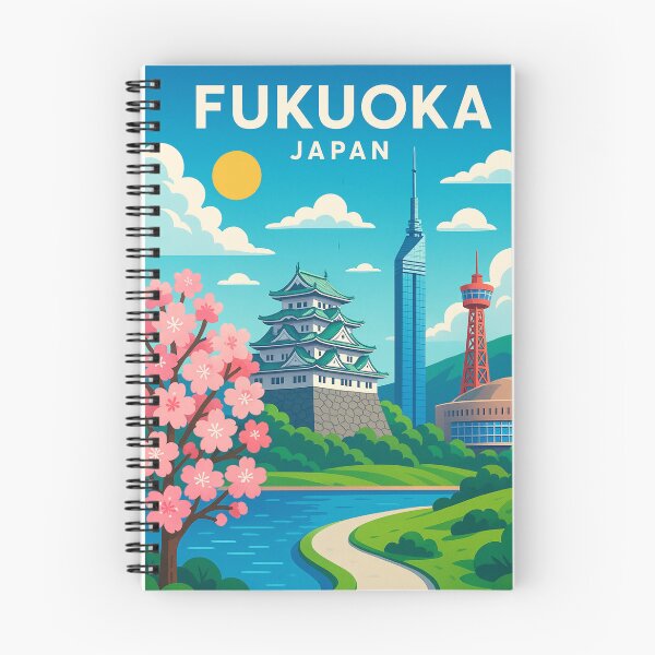 Item preview, Fukuoka Japan with Cherry Blossoms and Landmarks designed and sold by Places On Earth.