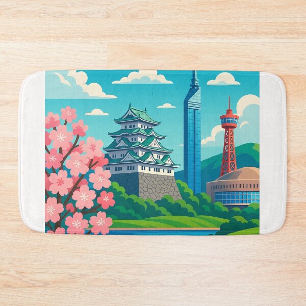 Item preview, Fukuoka Japan with Cherry Blossoms and Landmarks designed and sold by Places On Earth.
