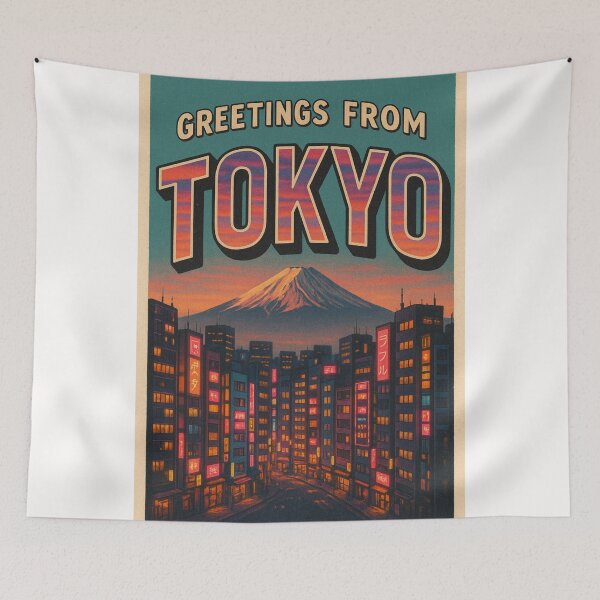 Item preview, Tokyo Night Scene with Mount Fuji and Neon Lights designed and sold by Places On Earth.