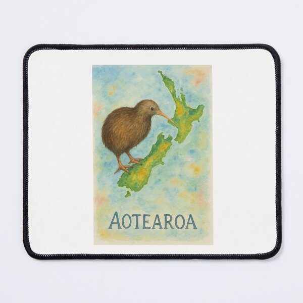 Item preview, Aotearoa Kiwi Bird over New Zealand Map designed and sold by Places On Earth.