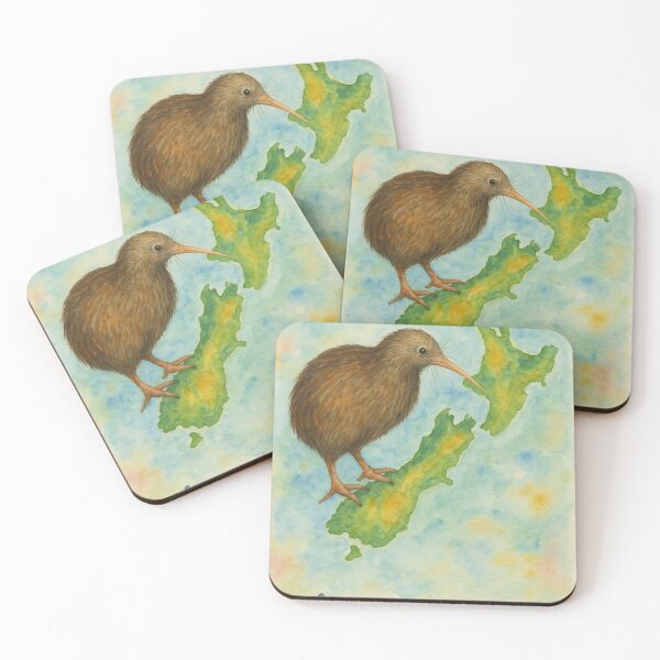 Item preview, Aotearoa Kiwi Bird over New Zealand Map designed and sold by Places On Earth.