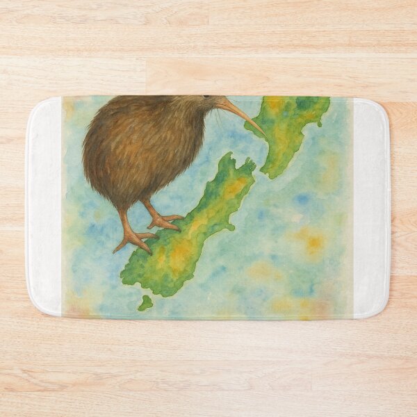 Item preview, Aotearoa Kiwi Bird over New Zealand Map designed and sold by Places On Earth.