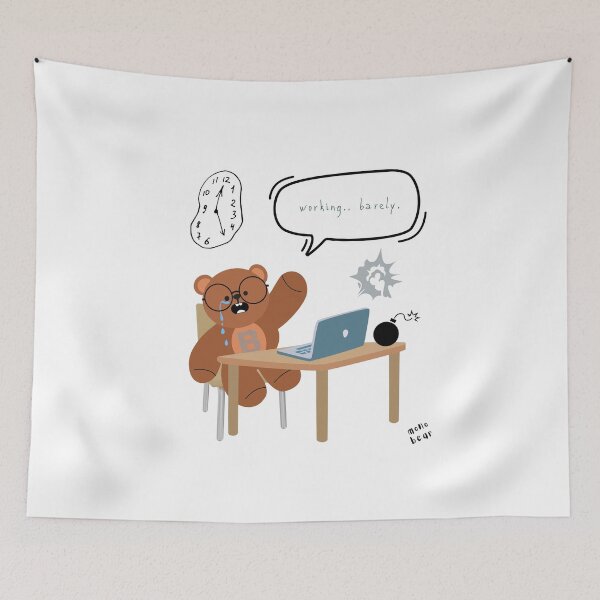 Item preview, Mono Bear Message – Working… Barely. ( White/ Transparent ) designed and sold by mintmono-studio.