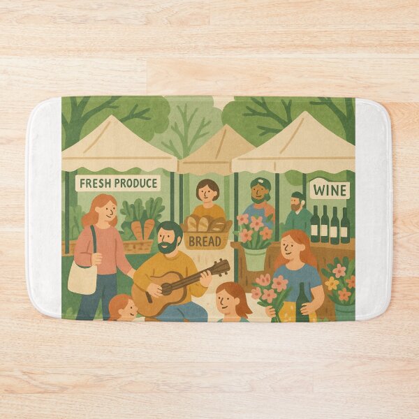 Item preview, Matakana Market Scene with Fresh Produce and Live Music designed and sold by Places On Earth.
