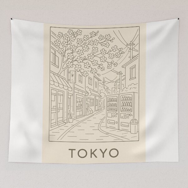 Item preview, Tokyo Backstreet with Cherry Blossoms and Vending Machines designed and sold by Places On Earth.