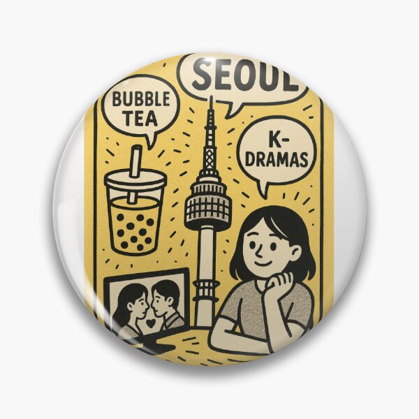 Item preview, Seoul Korea Icons with Namsan Tower and Pop Culture designed and sold by Places On Earth.