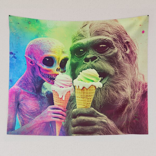 Item preview, Bigfoot and Alien Cosmic Creamery designed and sold by deathxdesign.