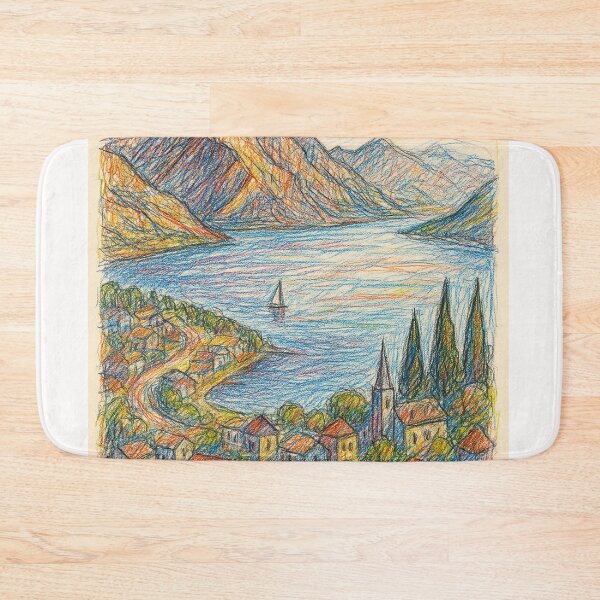 Item preview, Queenstown Lakeside Scene with Mountains and Village designed and sold by Places On Earth.