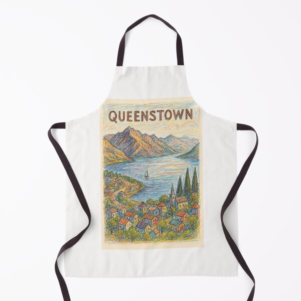 Item preview, Queenstown Lakeside Scene with Mountains and Village designed and sold by Places On Earth.