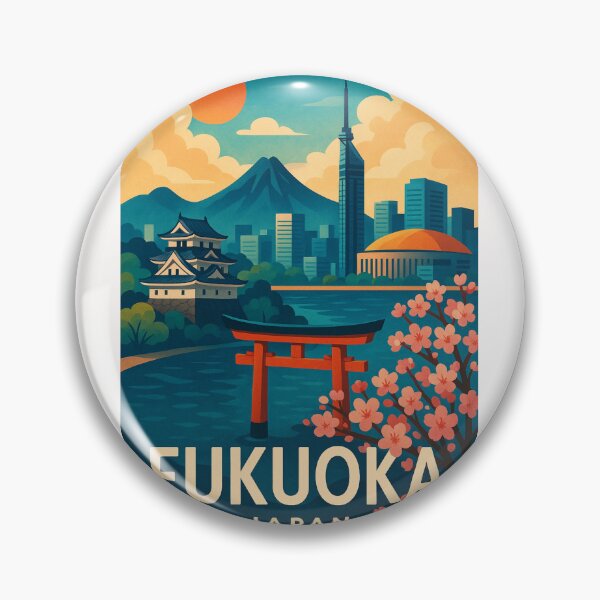 Item preview, Fukuoka Japan Skyline with Cherry Blossoms and Torii designed and sold by Places On Earth.