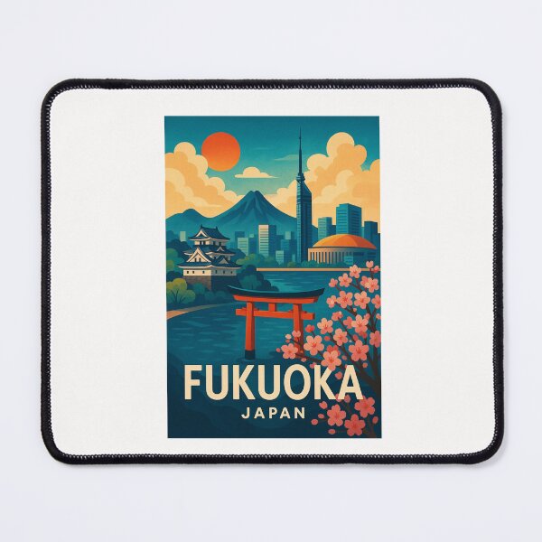 Item preview, Fukuoka Japan Skyline with Cherry Blossoms and Torii designed and sold by Places On Earth.