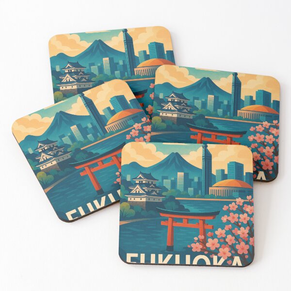 Item preview, Fukuoka Japan Skyline with Cherry Blossoms and Torii designed and sold by Places On Earth.
