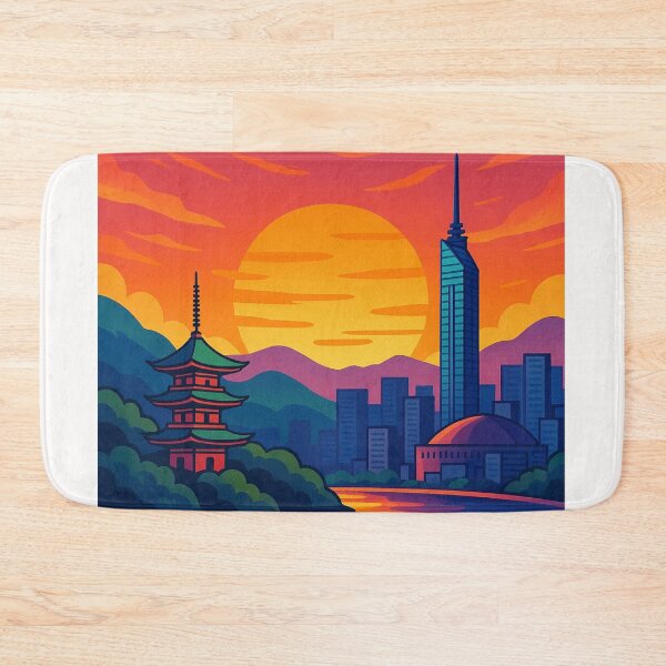 Item preview, Fukuoka Sunset Skyline with Pagoda and Tower designed and sold by Places On Earth.