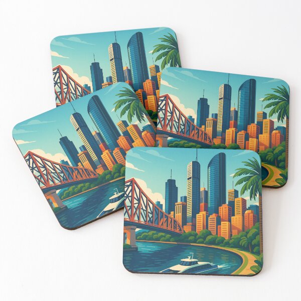 Item preview, Brisbane City View with Ferry and Story Bridge designed and sold by Places On Earth.