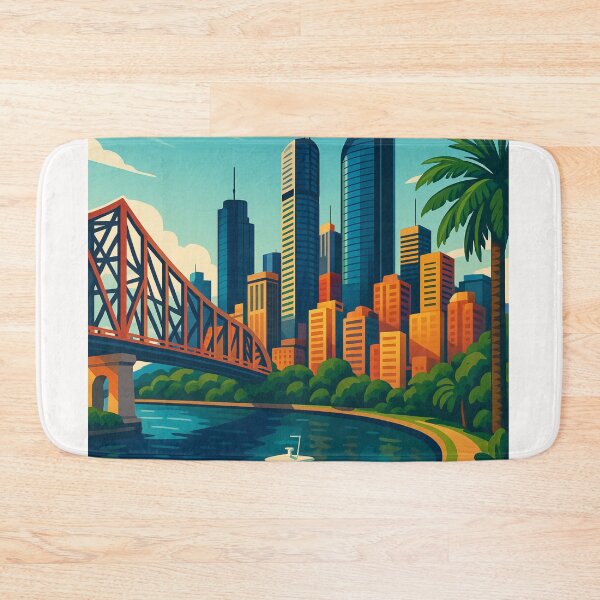 Item preview, Brisbane City View with Ferry and Story Bridge designed and sold by Places On Earth.