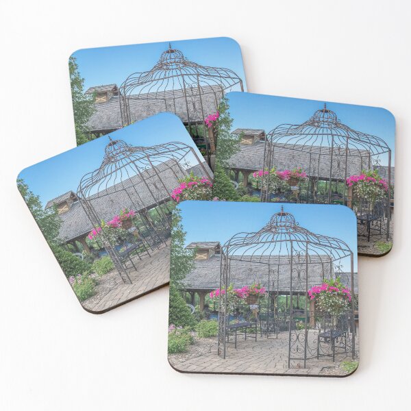 Item preview, Pretty Iron Garden Gazebo with Potted Pink Petunia Flowers designed and sold by LINDA MCKUSICK.