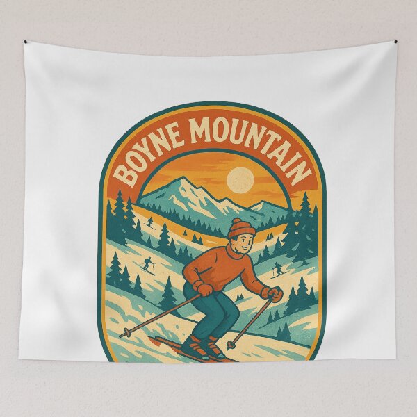 Item preview, Boyne Mountain Ski Resort Vintage Ski Scene designed and sold by Aryabek.