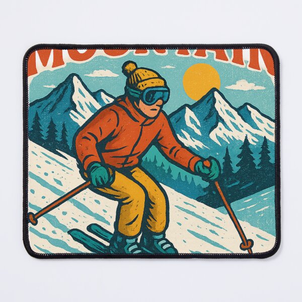 Item preview, Boyne Mountain Ski Scene with Snowy Peaks and Sunset designed and sold by Aryabek.