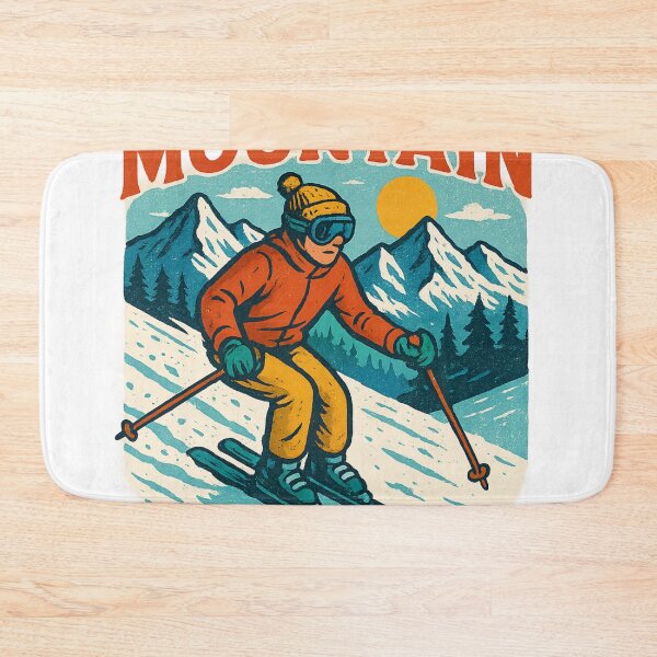 Item preview, Boyne Mountain Ski Scene with Snowy Peaks and Sunset designed and sold by Aryabek.