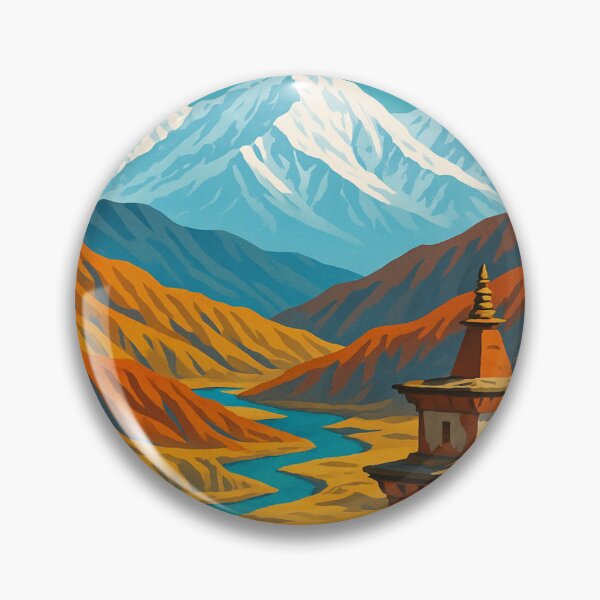 Item preview, Mustang Valley with Chortens and Himalayan Peaks, Nepal designed and sold by Aryabek.