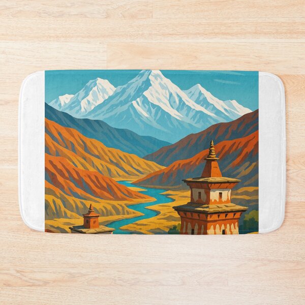 Item preview, Mustang Valley with Chortens and Himalayan Peaks, Nepal designed and sold by Aryabek.