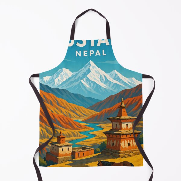 Item preview, Mustang Valley with Chortens and Himalayan Peaks, Nepal designed and sold by Aryabek.