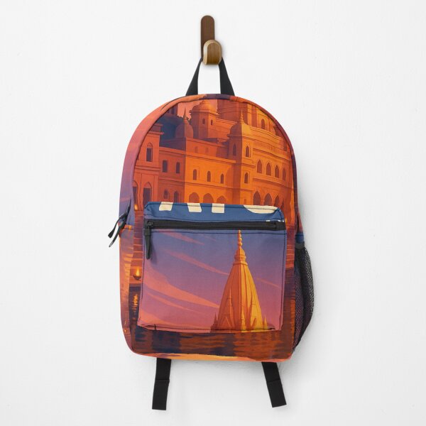 Item preview, Ayodhya India Riverfront Temple at Sunset designed and sold by Aryabek.