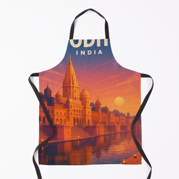 Item preview, Ayodhya India Riverfront Temple at Sunset designed and sold by Aryabek.