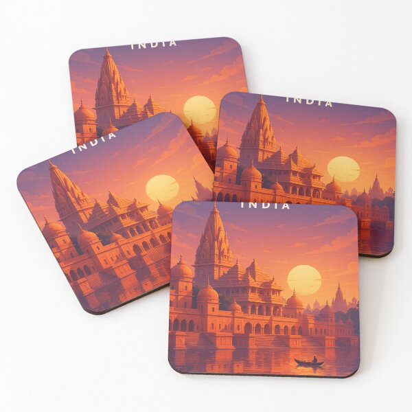 Item preview, Ayodhya Sunset Temple Reflections on Saryu River designed and sold by Aryabek.