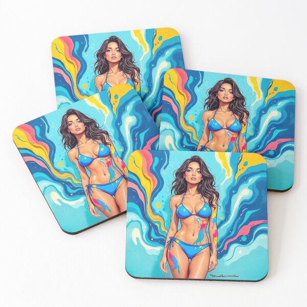 Item preview, Colorful Abstract Bikini Woman Art – Vibrant Painted Body Pop Art Illustration no.7 designed and sold by smARTwork.