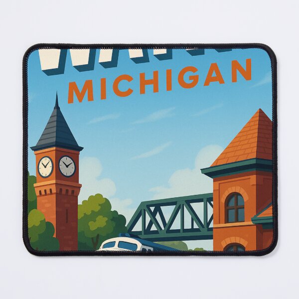 Item preview, : Wayne Michigan Clock Tower and Train Crossing designed and sold by Aryabek.