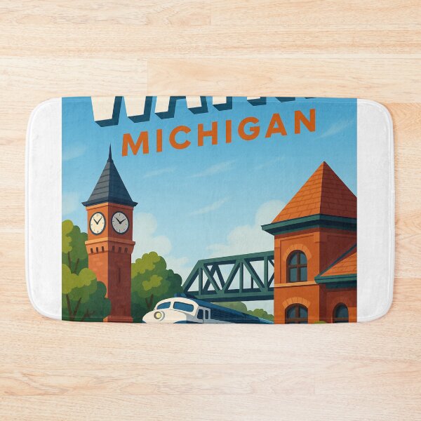 Item preview, : Wayne Michigan Clock Tower and Train Crossing designed and sold by Aryabek.