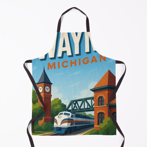 Item preview, : Wayne Michigan Clock Tower and Train Crossing designed and sold by Aryabek.