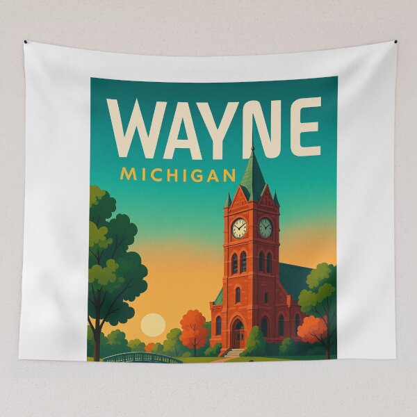 Item preview, Wayne Michigan Park Path and Historic Clock Tower designed and sold by Aryabek.