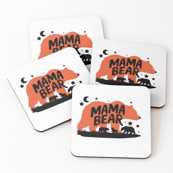 Item preview, "MamaBear & Cubs Orange Black Illustration | Minimalist Bear Family Art | Protective Mother Bear Print" designed and sold by PodElite.